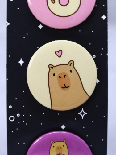 Набор значков 3 шт. iLikeGift «Capybara donut»