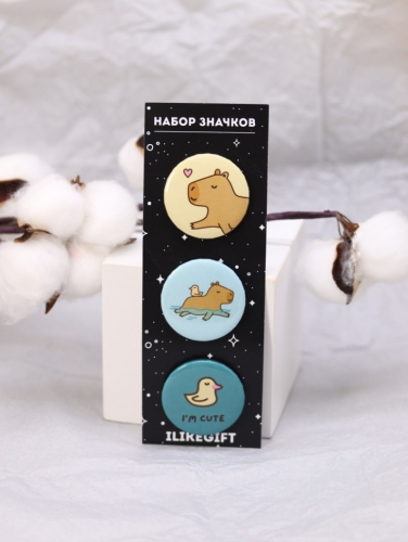 Набор значков «Capybara and duck»