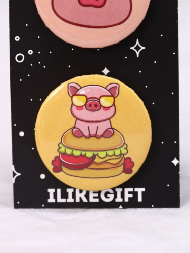 Набор значков 3 шт. iLikeGift «Cool pig with glasses»
