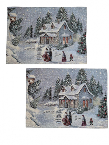 Новогодний вечер голубой фон Н/Р 1 Комплект салфеток 2шт 30х40 см 2414705
