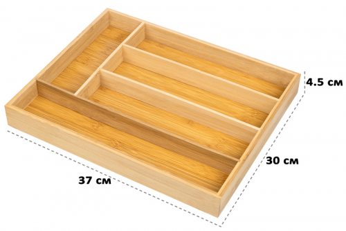 БЫЛО 900 руб! Лоток для столовых приборов 37*30*4,5 см бамбук