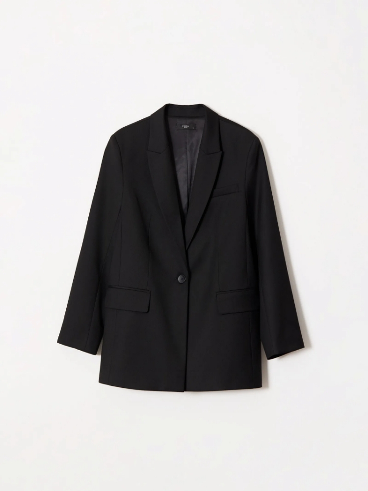 Однобортный жакет прямого кроя ,
60% вискоза, 37% полиэстер, 3% эластан ,