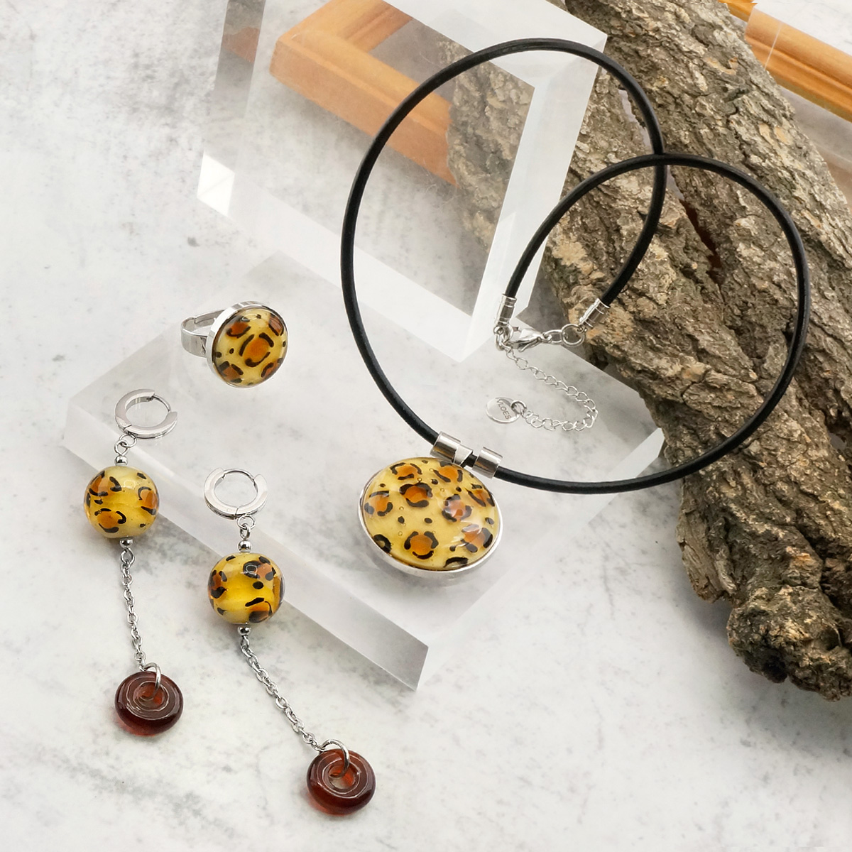 Серьги из муранского стекла LEOPARD LS3493