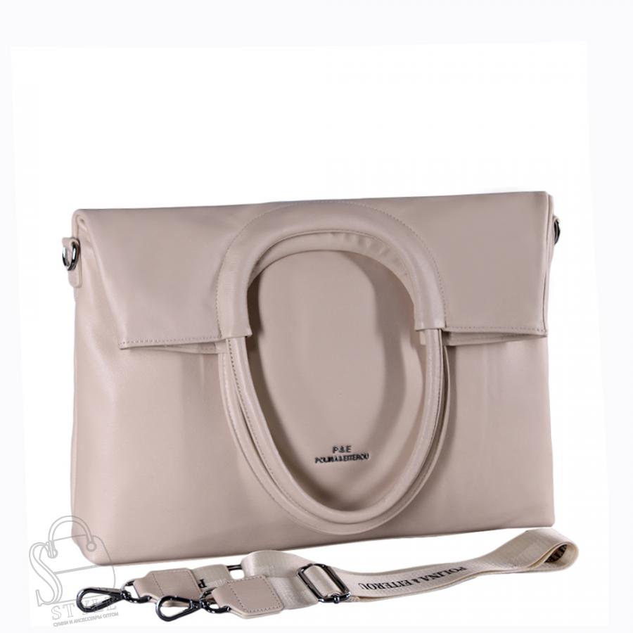 Сумка женская кожаная 1475Y off white Polina&Eiterou