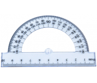 Транспортир 10см №1 School 180 градусов, прозрачный синий 1835231