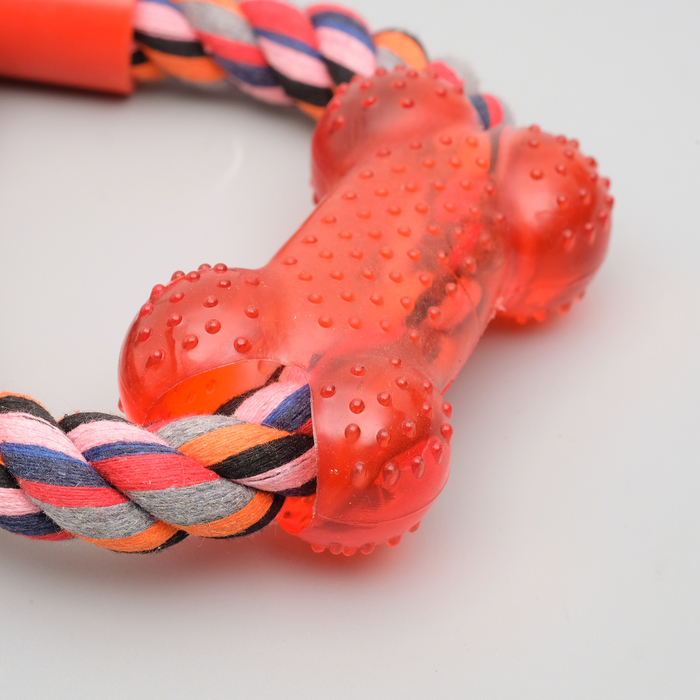 Игрушка тренировочная канатная «Восьмёрка с косточкой», до 25 см до 135 г, микс цветов