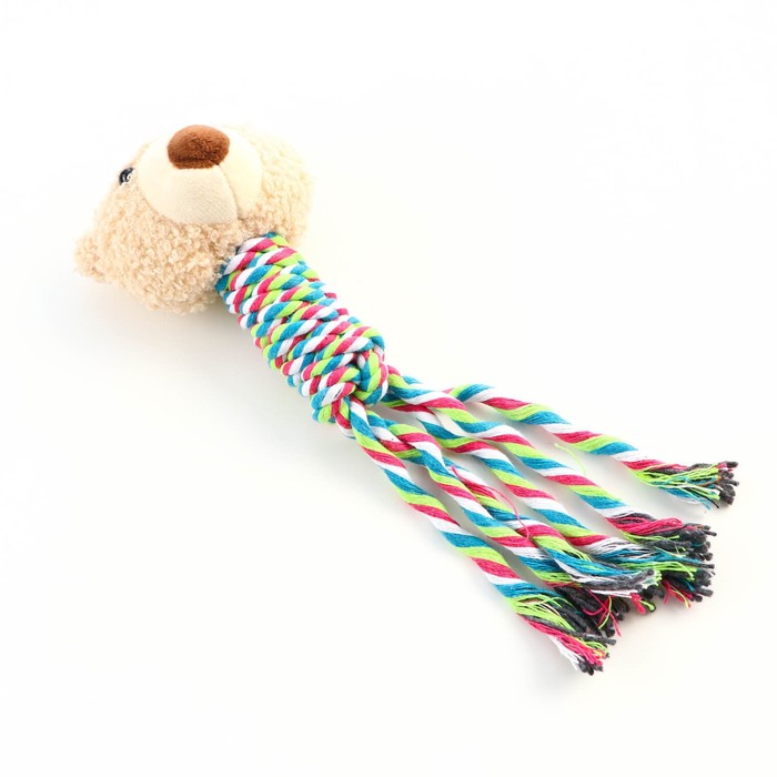 Игрушка с погремушкой мягкая для собак «Медведь» белый, 24 см