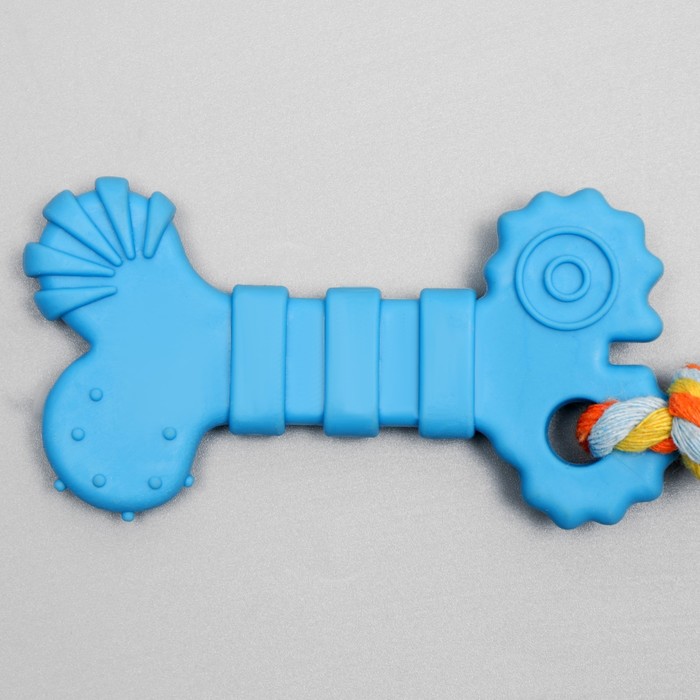 Игрушка жевательная с канатом «Кость с хвостом», синяя