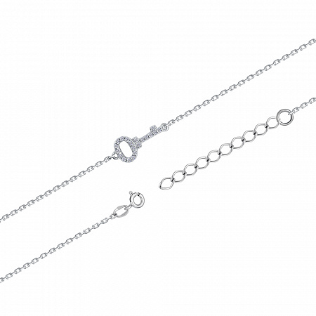 Браслет с фианитом родированный серебро 925*