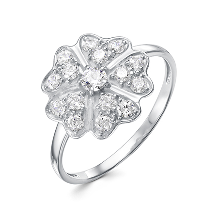 Кольцо с фианитом родированное серебро 925*