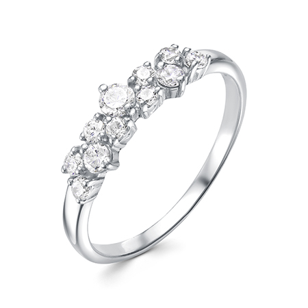 Кольцо с фианитом родированное серебро 925*