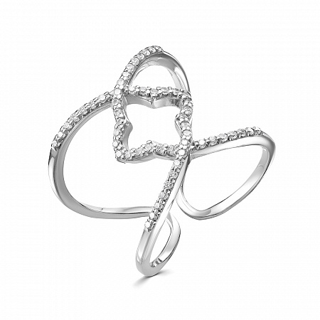 Кольцо с фианитом родированное серебро 925*