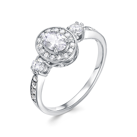 Кольцо с фианитом родированное серебро 925*