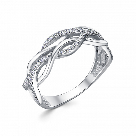 Кольцо с фианитом родированное серебро 925*