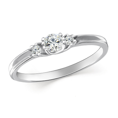 Кольцо с фианитом родированное серебро 925*