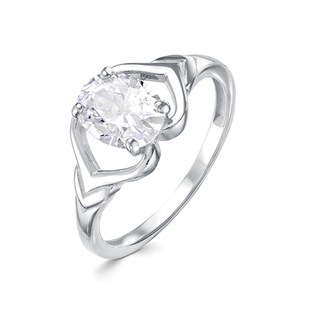 Кольцо с фианитом родированное серебро 925*