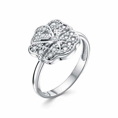 Кольцо с фианитом родированное серебро 925*