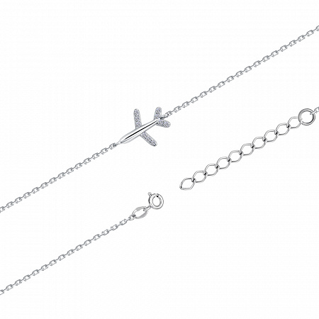 Браслет с фианитом родированный серебро 925*