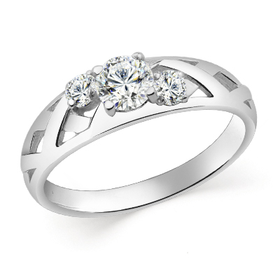 Кольцо с фианитом родированное серебро 925*