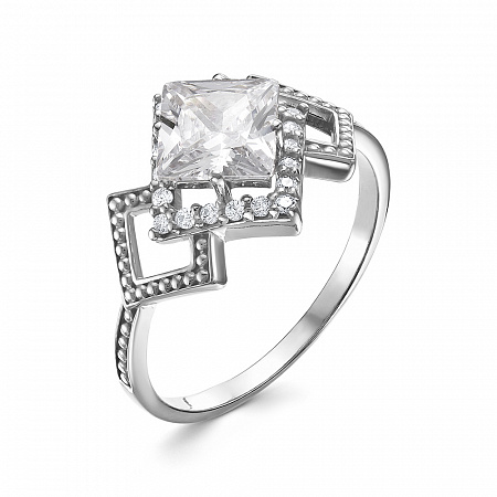 Кольцо с фианитом родированное серебро 925*