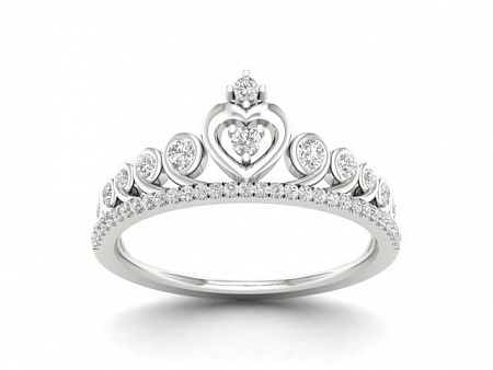 Кольцо с фианитом родированное серебро 925*