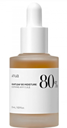 ANUA HEARTLEAF 80% MOISTURE SOOTHING AMPOULE Успокаивающая ампула на основе хауттюйнии 30 мл.