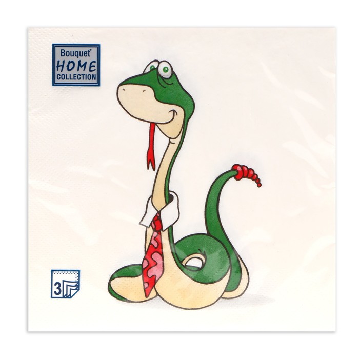 Новогодние салфетки бумажные Home Collection Classic «Удавчик в галстуке», 3 слоя, 33х33 см, 20 шт