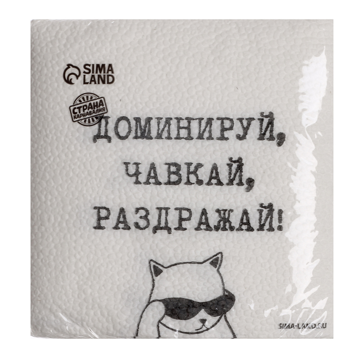 Салфетки бумажные однослойные «Доминируй, чавкай, раздражай», 24×24 см, набор 20 шт.