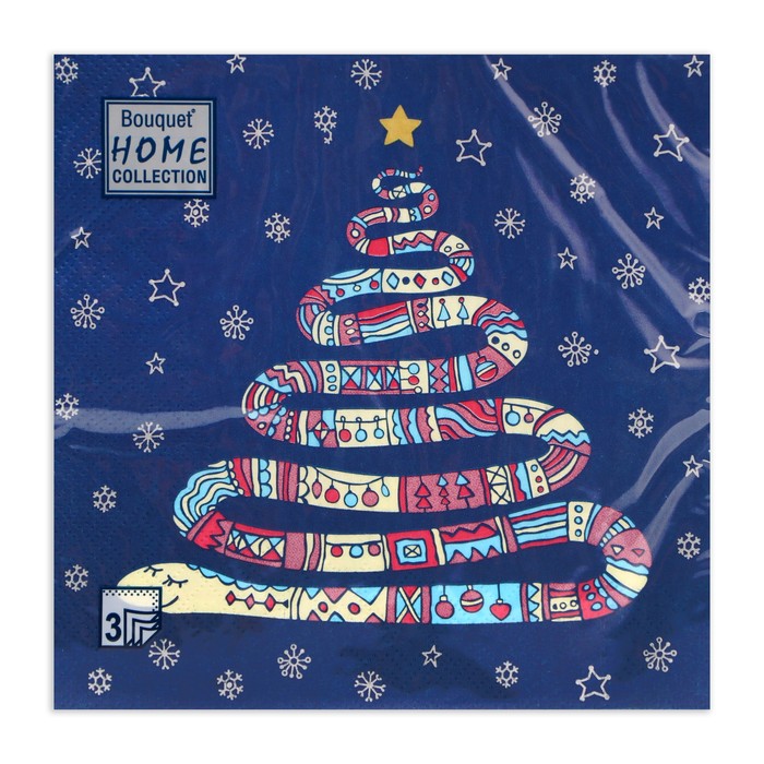 Новогодние салфетки бумажные Home Collection Classic «Год змеи», 3 слоя, 33х33 см, 20 шт
