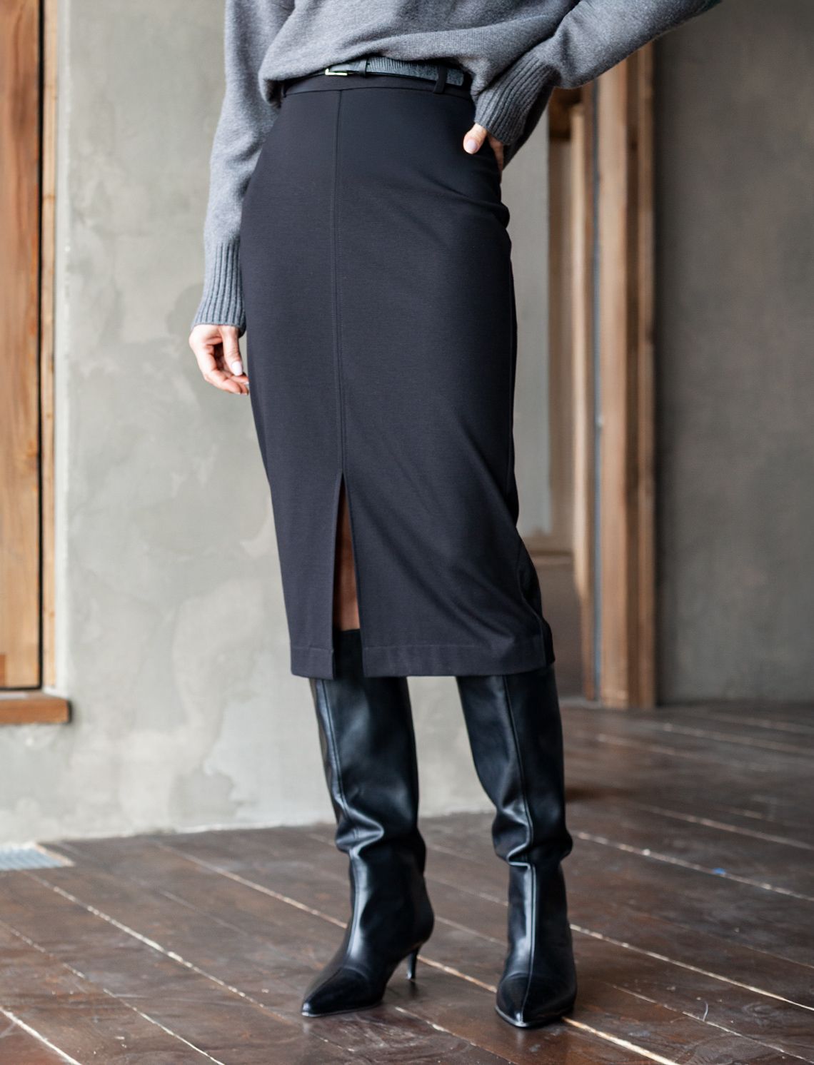 Юбка-карандаш из плотного джерси без подкладки