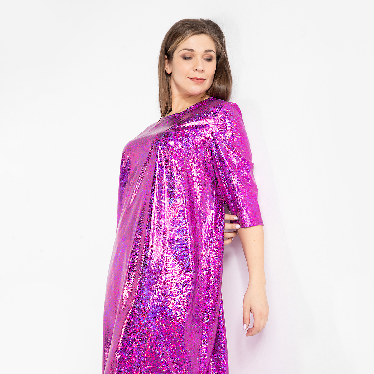 ст. цена2400руб.! Платье, трикотажное полотно с напылением, малиновый