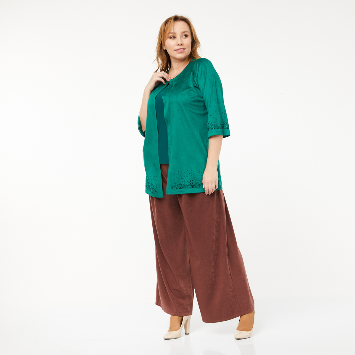 ст. цена1000руб.! Кардиган, трикотаж, зеленый