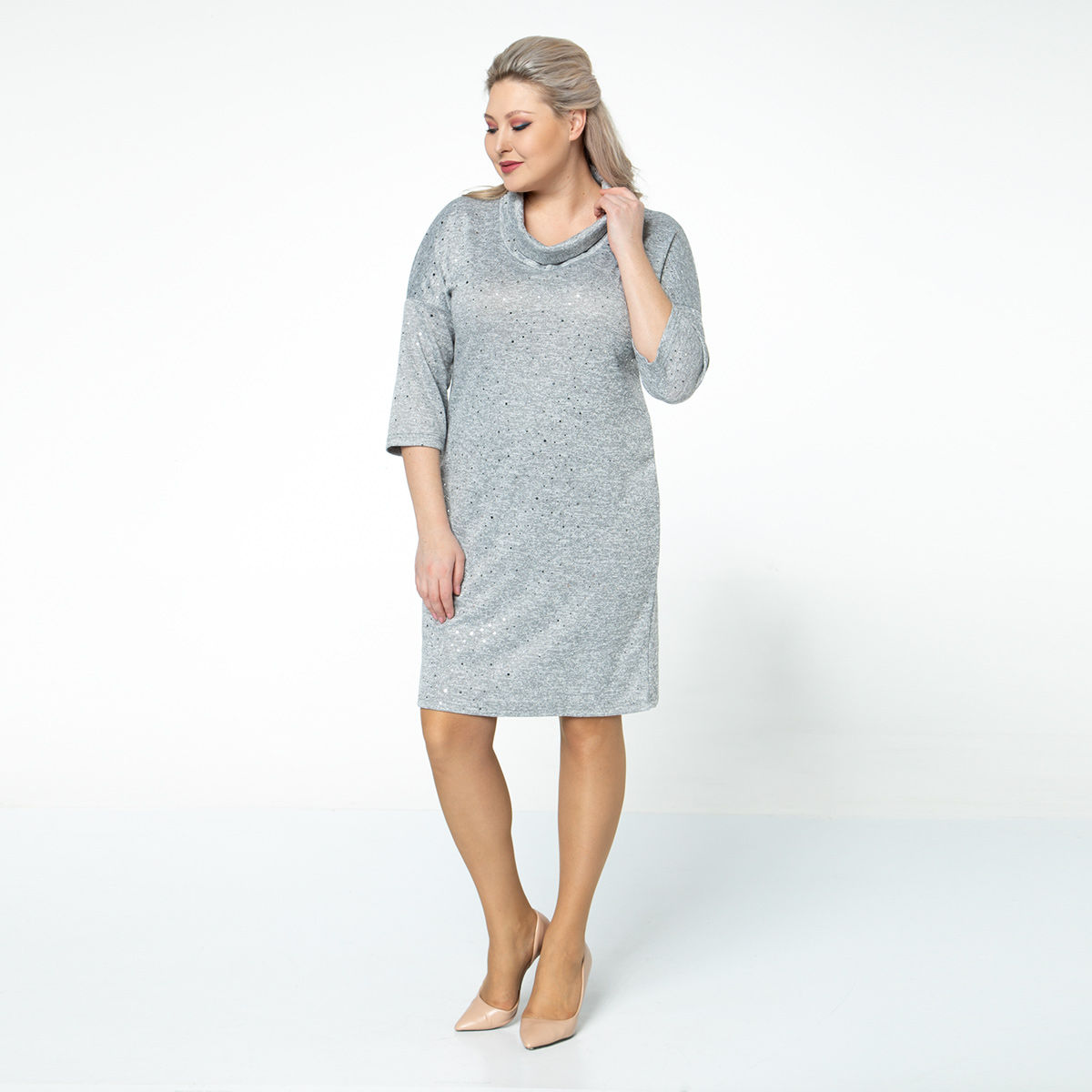 ст. цена2600руб.! Платье, вязаное полотно, серый