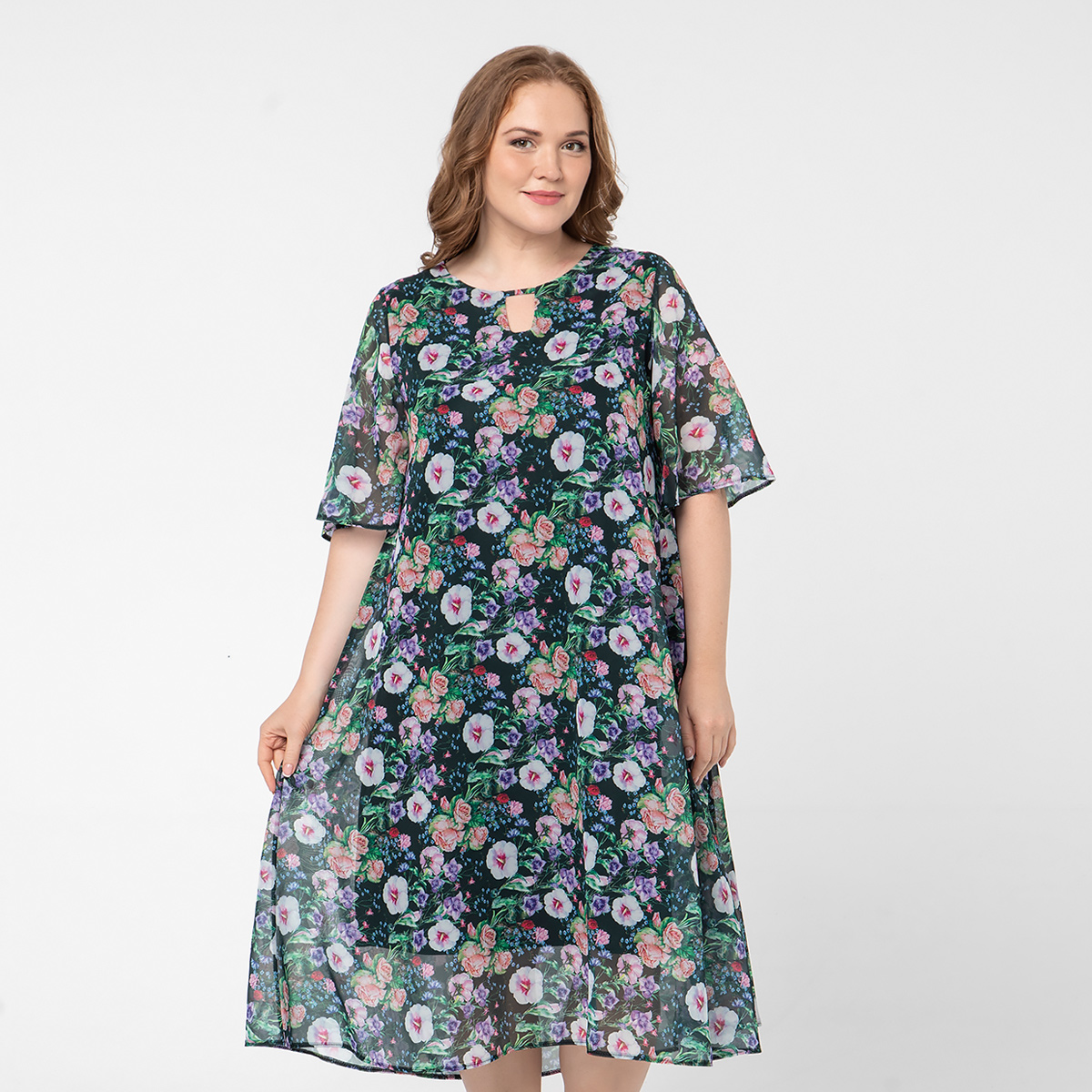 ст. цена2400руб.! Платье, шифоновое, темно-зеленый, черный