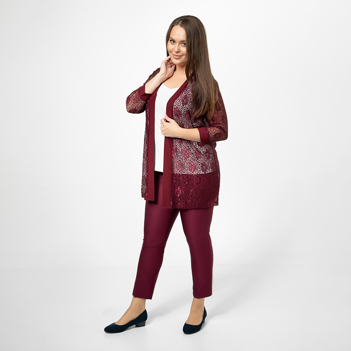 ст. цена1000руб.! Кардиган, трикотаж, бордовый