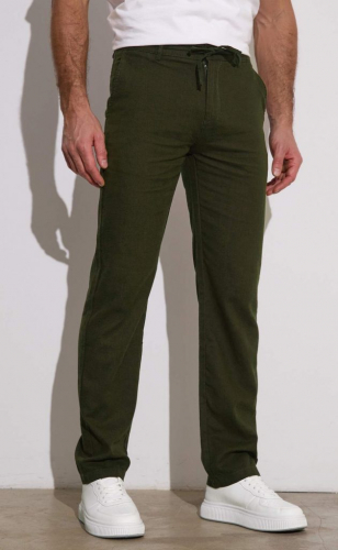 Брюки лен F111-0855 khaki