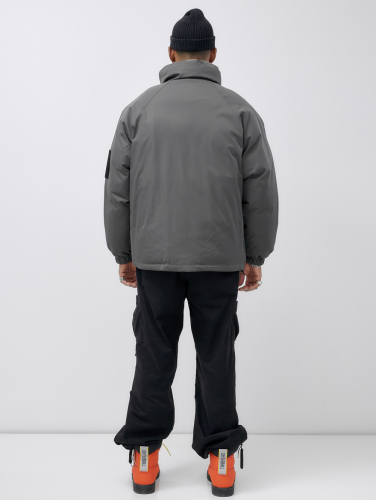 Куртка двухсторонняя мужская молодежная зимняя серого цвета 25308Sr