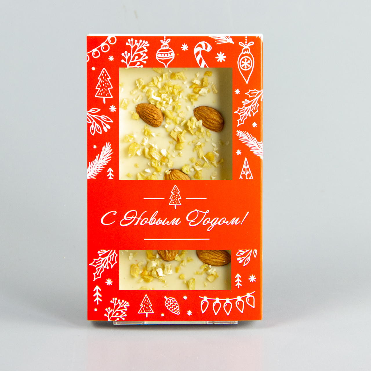 Белый шоколад с манго и миндалём, красная коробочка #3