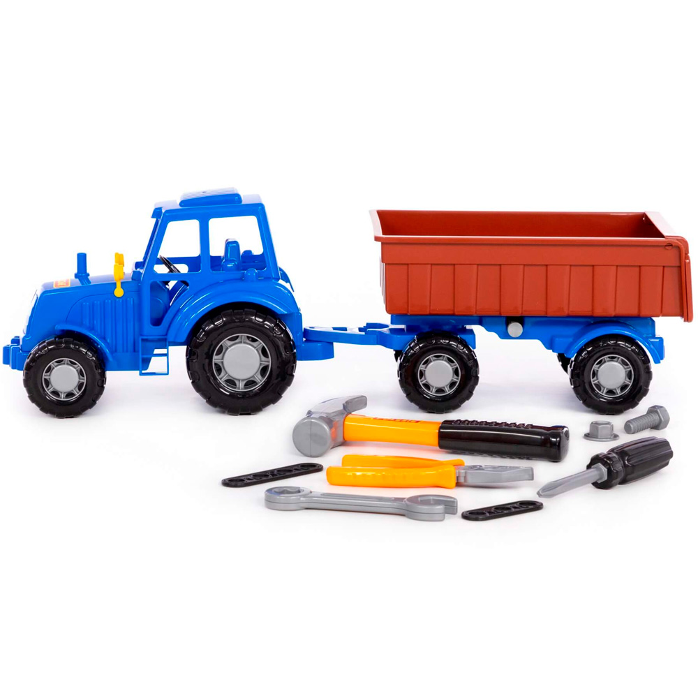 Трактор Алтай синий с прицепом №1 + набор инструментов 8 элементов (в сеточке) 02246 П-Е /4/ в Нижнем Новгороде