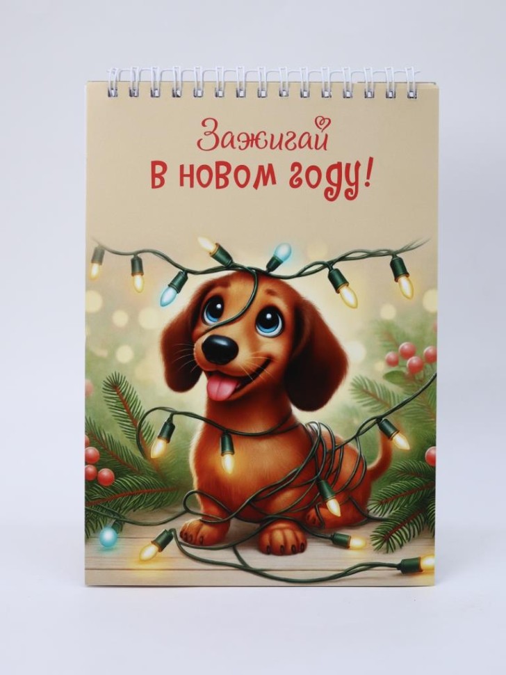 Скетчбук «Зажигай в новом году! Такса», 14х20 см, плотность 100 гр