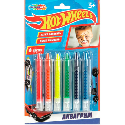 Набор для творчества Аквагрим карандаши 6 цв Хот Вилс MultiArt FACEPAINT-HW4 в Нижнем Новгороде