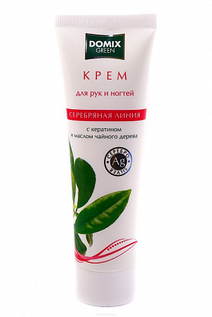 Domix Green Крем для рук и ногтей с кератином и маслом чайного дерева и серебром, 100 мл