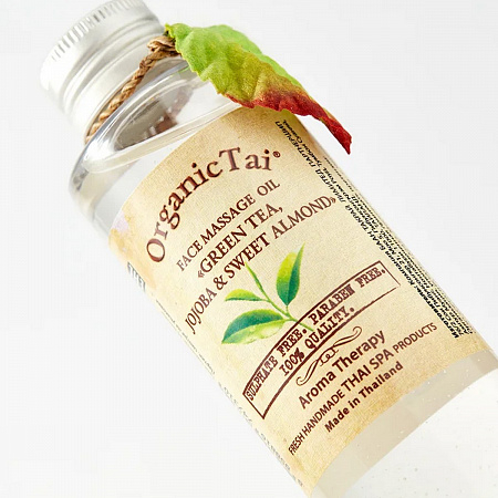 OrganicTai Массажное масло для лица «Зеленый чай, жожоба и сладкий миндаль», Face Massage Oil, 120 мл