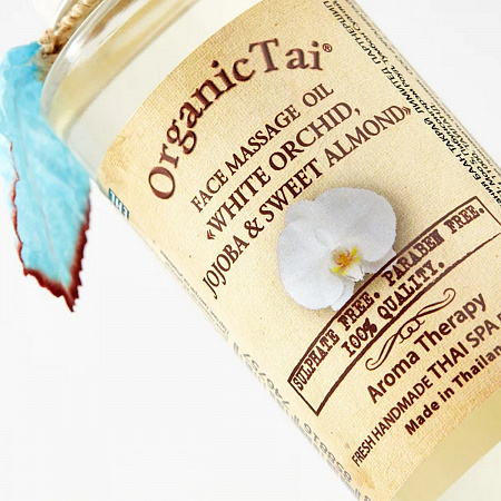 OrganicTai Массажное масло для лица «Белая орхидея, жожоба и сладкий миндаль», Face Massage Oil, 120 мл