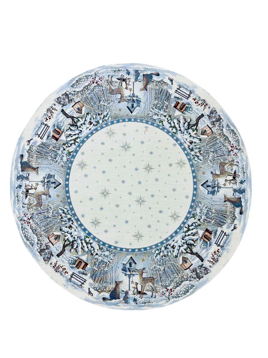 Лесные друзья у кормушки Салфетка д90 см шенил 2414948 NEW