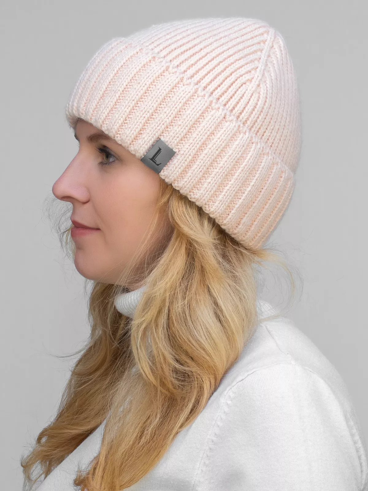 Шапка женская весна-осень Каспий (Цвет абрикосовый), размер 56-58, шерсть 30%