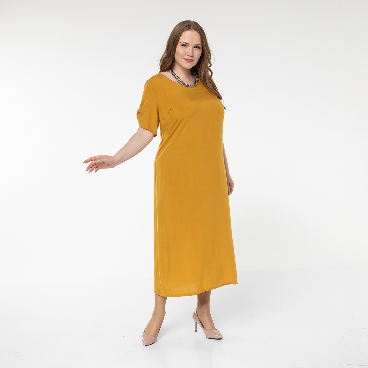 ст. цена2600руб.! Платье, текстиль, горчичный