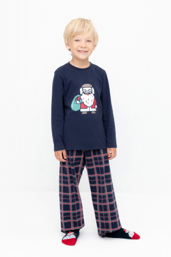 Crockid Пижама К 1600 глубокий синий, шотландская клетка Crockid