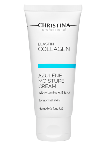 Elastin Collagen Azulene Moisture Cream with Vitamins A, E & HA for normal skin, Увлажняющий крем c витаминами А, Е и гиалуроновой кислотой для нормальной кожи «Эластин, коллаген, азулен», 60 мл CHRISTINA