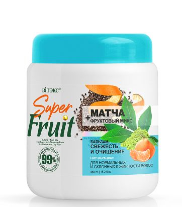 Витэкс Super Fruit Матча+фрукт.микс Бальзам Свежесть,очищение д/норм.и жирн.волос (450мл)